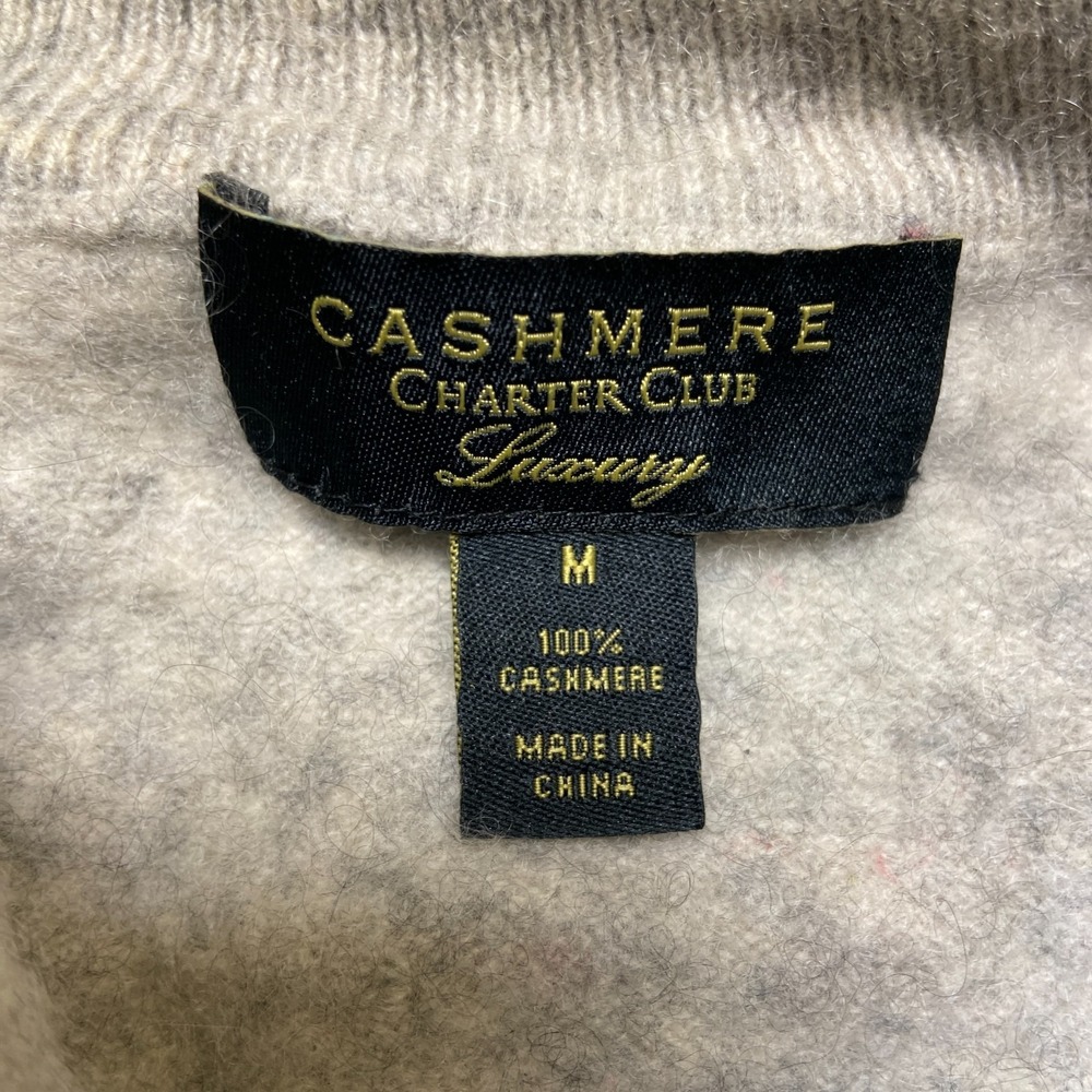 Charter Club Cashmere Sweater Womens Medium Gray Long Sleeve Winter Quarter Zip - Picture 7 of 13